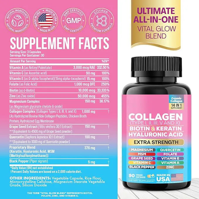 Capsules bio pour la santé peau cheveux et articulations