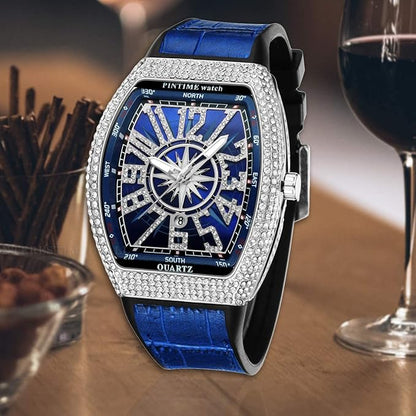 Montre de luxe ornée de strass pour hommes