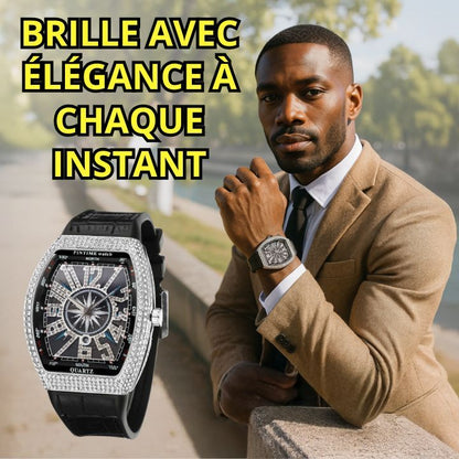 Montre de luxe ornée de strass pour hommes