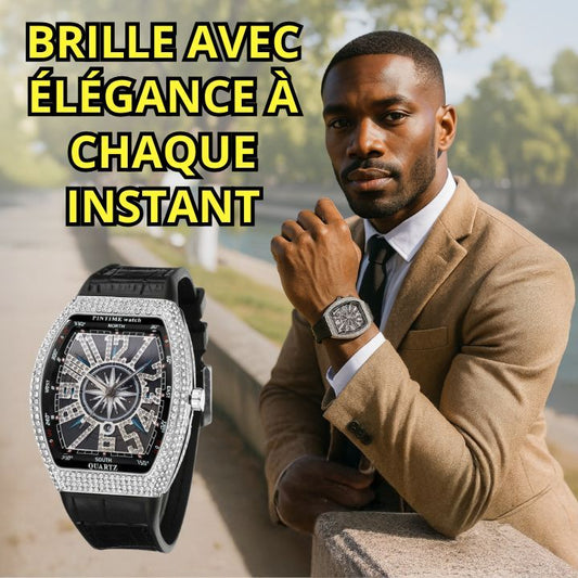 Montre de luxe ornée de strass pour hommes